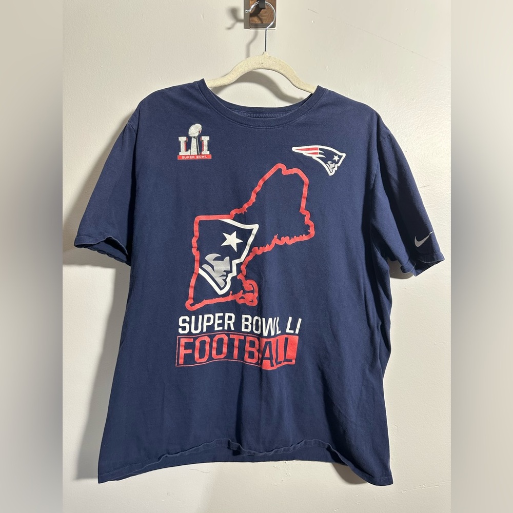 Nike Men's XL New England Patriots Super Bowl LI Navy Blue T-shirt | SKU 0917